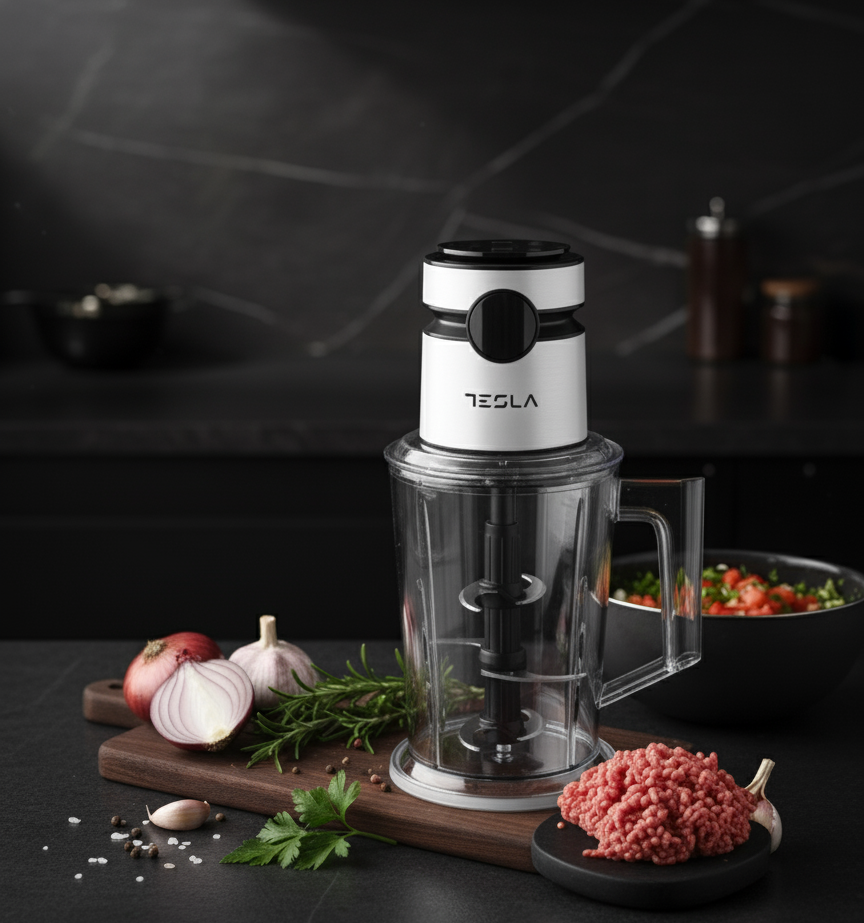 Tesla Chopper – 500W, 2L Bowl, 6-Blades, Stainless Steel, TSL-CH200